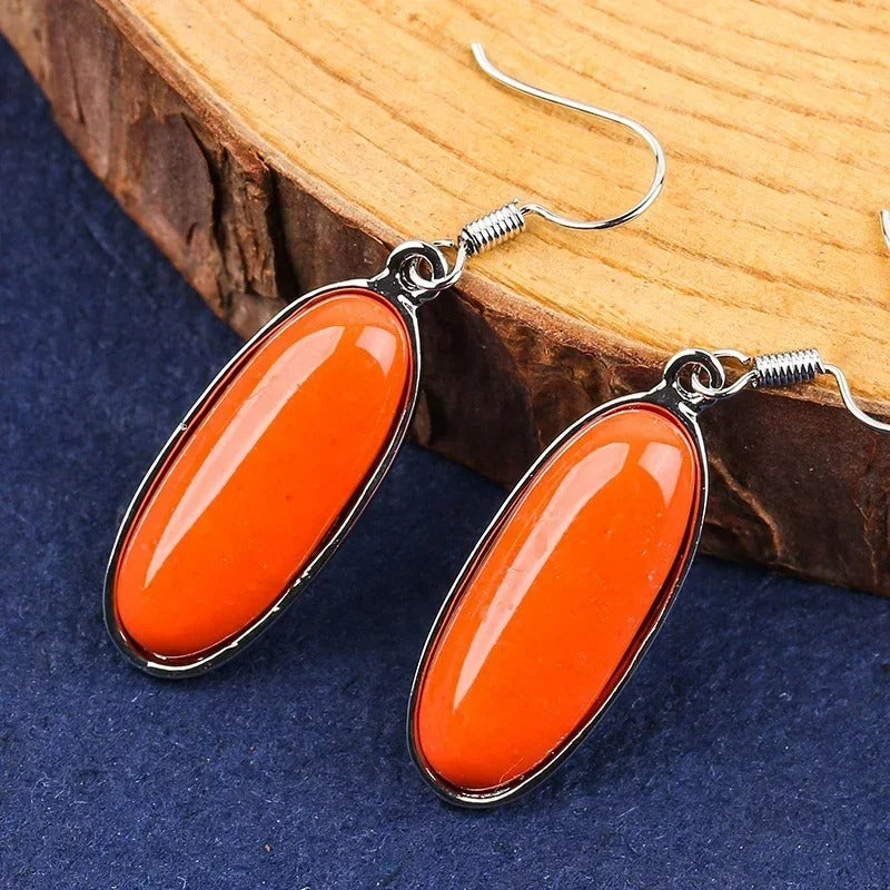 Boucle D'Oreille Orange Longue Ovale