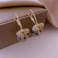 Boucle D'oreille Originale Femme Boule de Noël et Nœud