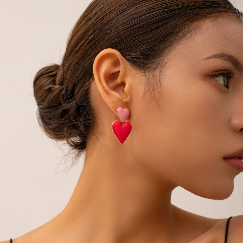 Boucle D'oreille Originale Femme Cœur Acier Inoxydable Image