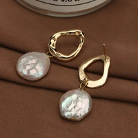 Boucle D'oreille Pendante avec Perle Plate
