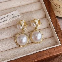 Boucle D'oreille À Pince Femme Double Perles