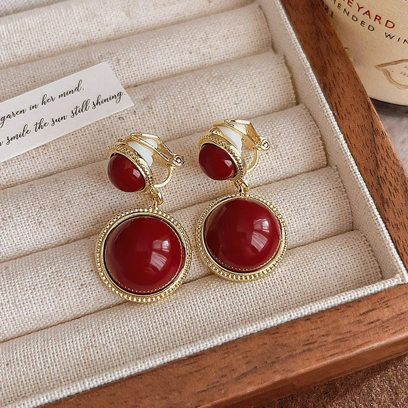 Boucle D'oreille À Pince Femme Double Perles Image
