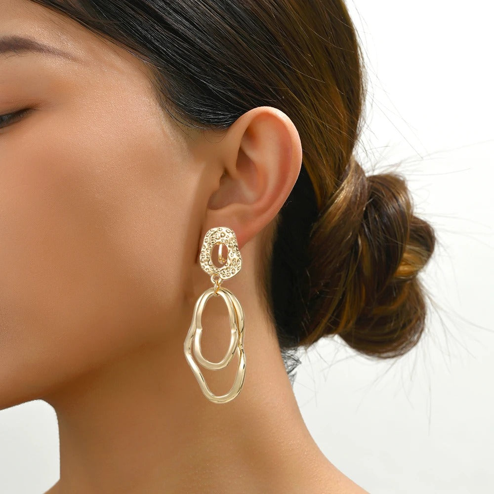 Boucle D'oreille À Pince Femme Rétro Dorée