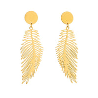 Boucle D'oreille Plume Doré Acier Inoxydable