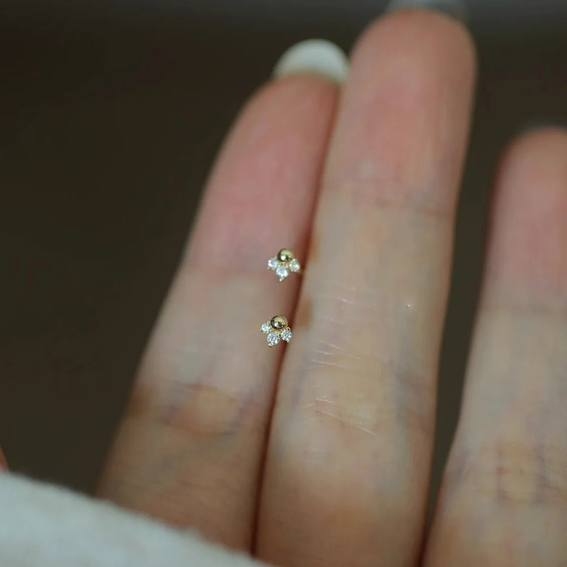 Boucle D'oreille Puce Argent Et Zircon Étincelante