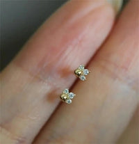 Boucle D'oreille Puce Argent Et Zircon Étincelante