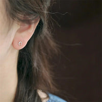 Boucle D'oreille Puce Cercle Étoilé En Argent