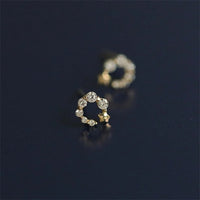 Boucle D'oreille Puce Cercle Étoilé En Argent