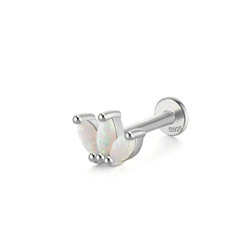 Boucle D’oreille Puce Couronne Opale - Argent