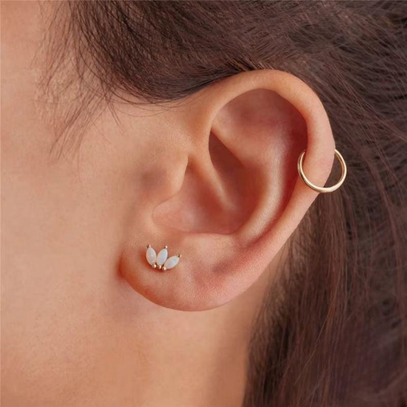 Boucle D’oreille Puce Couronne Opale - Argent