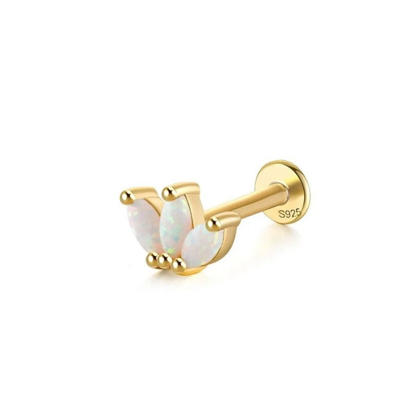 Boucle D’oreille Puce Couronne Opale - Argent