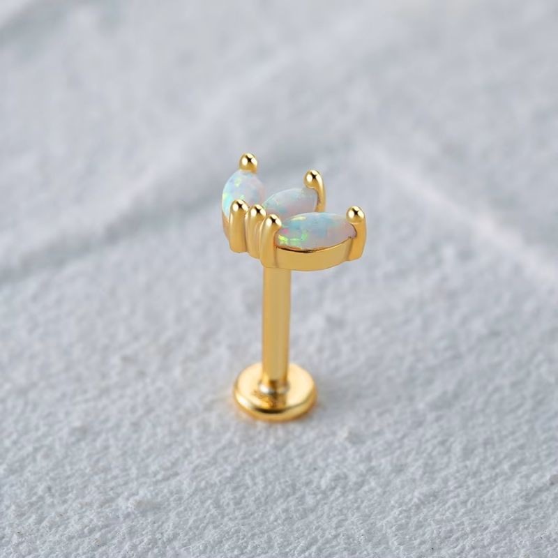 Boucle D’oreille Puce Couronne Opale - Argent