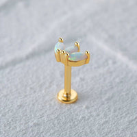 Boucle D’oreille Puce Couronne Opale - Argent