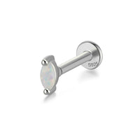 Boucle D’oreille Puce Dorée Opale - Argent