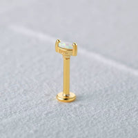 Boucle D’oreille Puce Dorée Opale - Argent