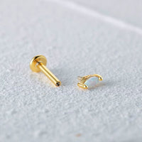 Boucle D’oreille Puce Dorée Opale - Argent