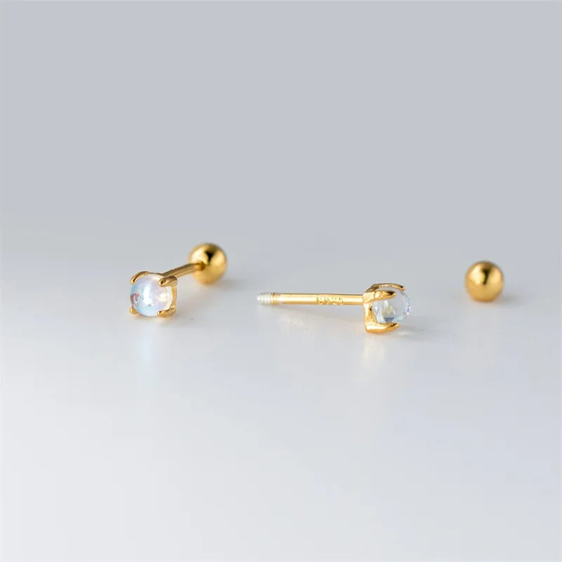 Boucle D'oreille Puce  Effet Lune – Plaqué Argent