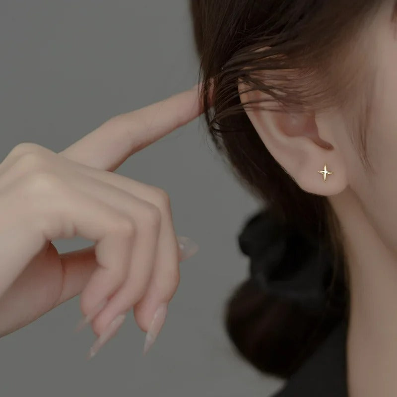 Boucle D'oreille Puce Étoile Polaris – Plaqué Argent