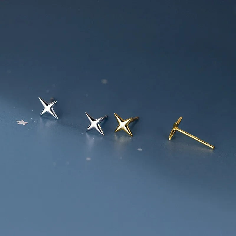 Boucle D'oreille Puce Étoile Polaris – Plaqué Argent