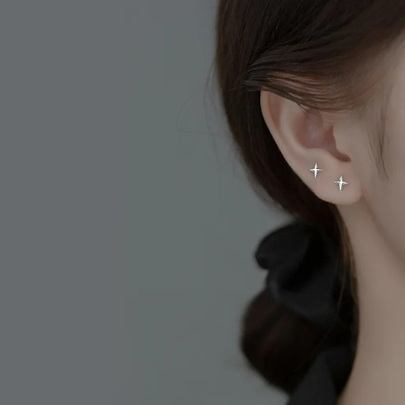 Boucle D'oreille Puce Étoile Polaris – Plaqué Argent