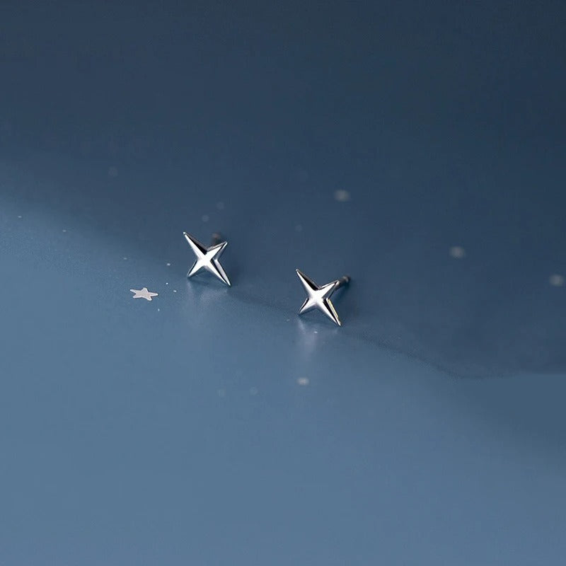 Boucle D'oreille Puce Étoile Polaris – Plaqué Argent