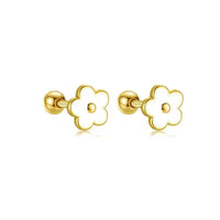 Boucle D'oreille Puce Fleur Émaillée – Plaqué Argent