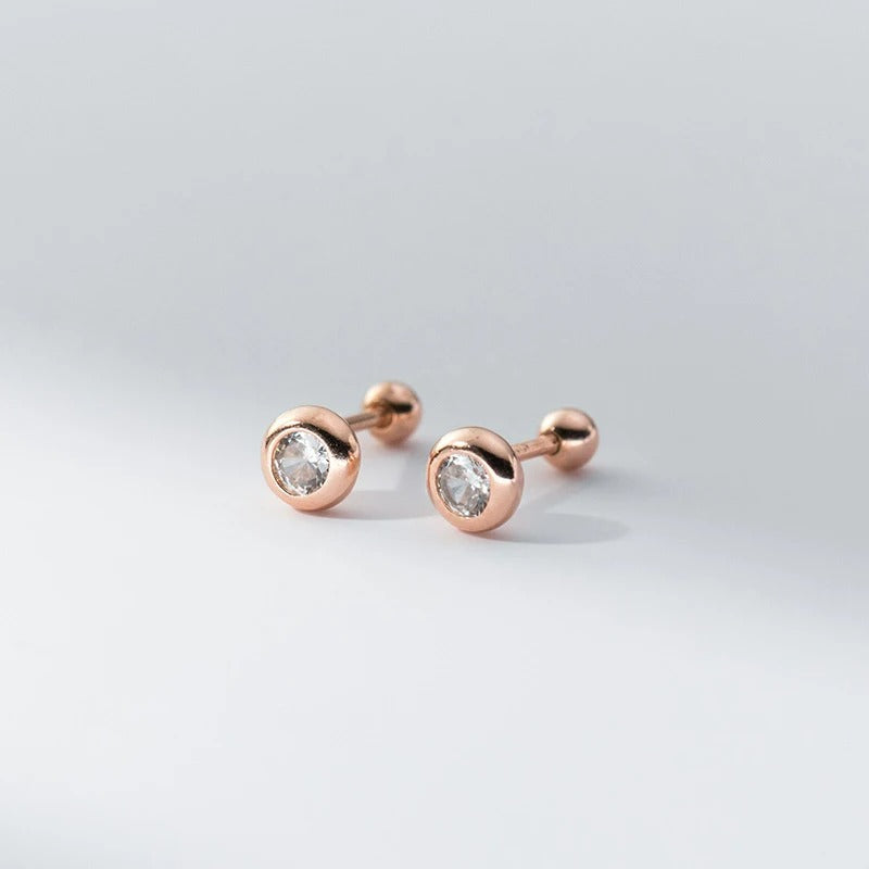 Boucle D'oreille Puce Minimaliste Argent Et Zircon