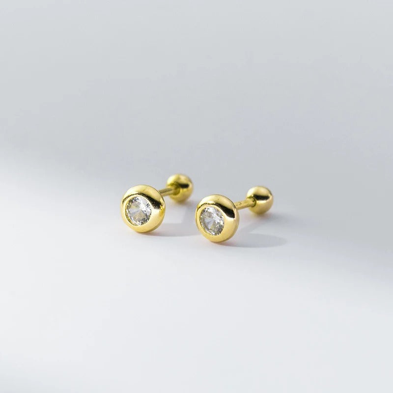 Boucle D'oreille Puce Minimaliste Argent Et Zircon