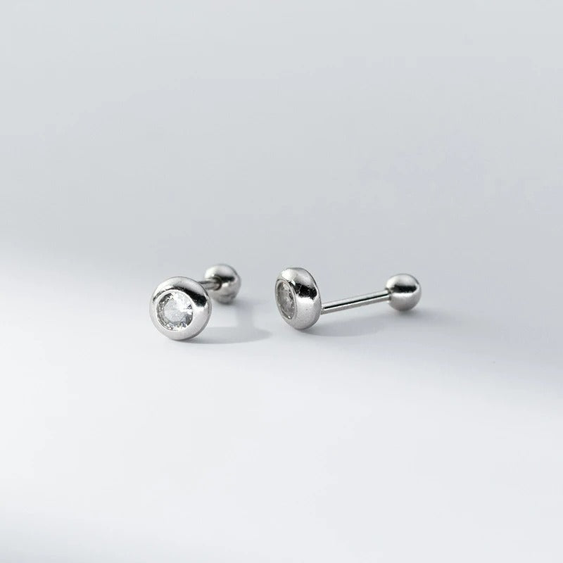 Boucle D'oreille Puce Minimaliste Argent Et Zircon