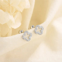 Boucle D'oreille Puce Trèfle Brillant – Argent Et Zircon