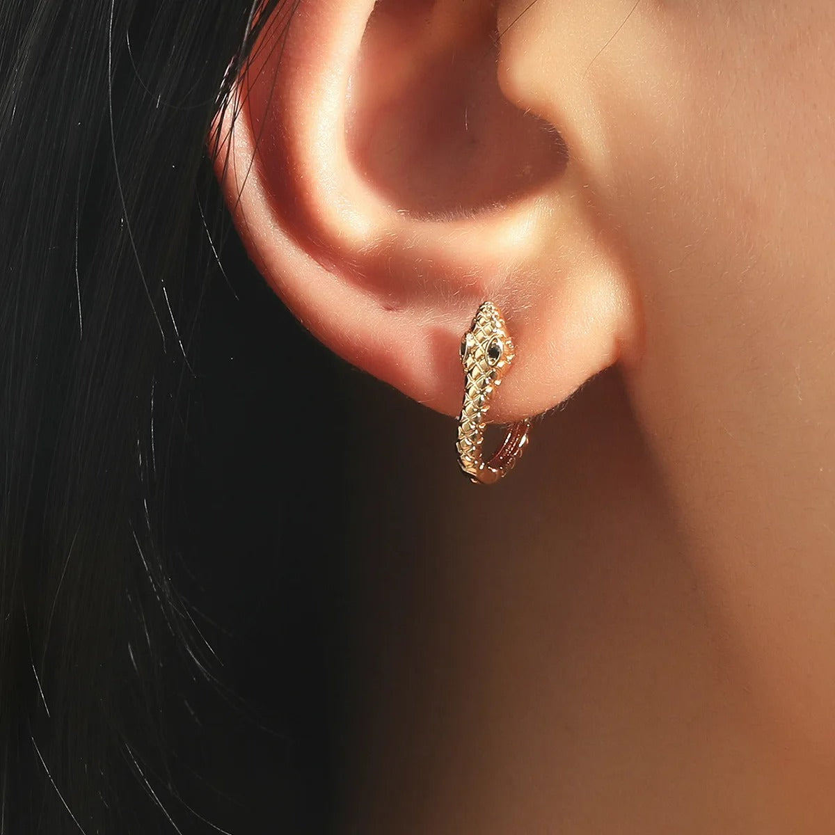 Boucle d'Oreille Serpent Créole en Acier Inoxydable Image