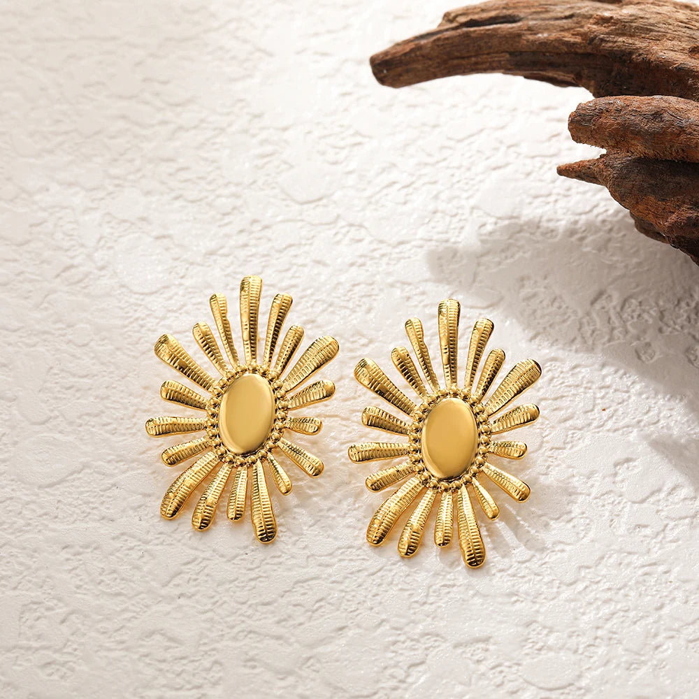 Boucle D'oreille Soleil Créative Dorée Image