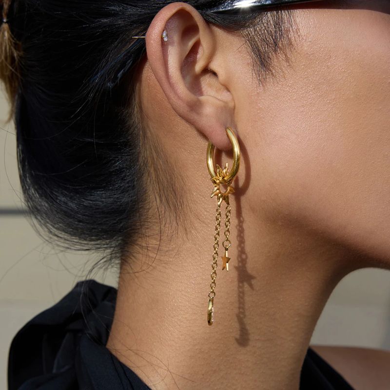 Boucle D'oreille Soleil Longue Acier Inoxydable