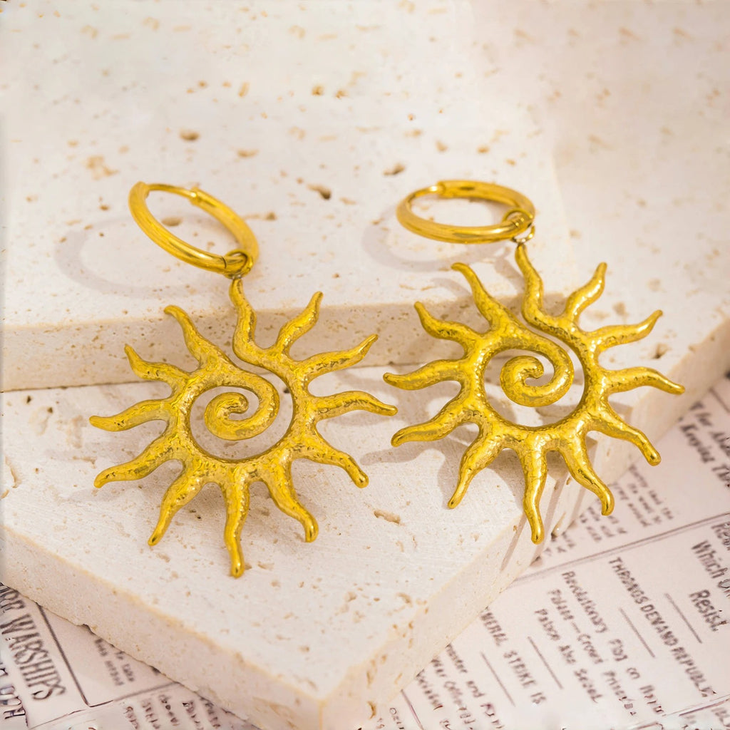 Boucle D'oreille Soleil Spiral Acier Inoxydable