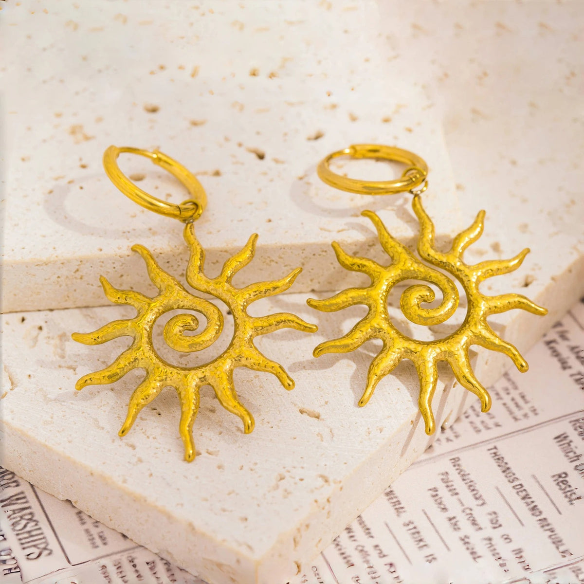 Boucle D'oreille Soleil Spiral Acier Inoxydable