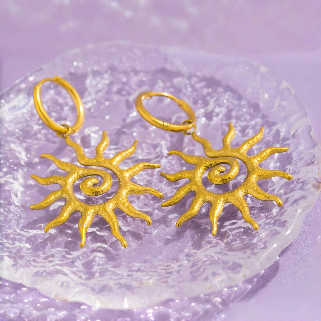 Boucle D'oreille Soleil Spiral Acier Inoxydable