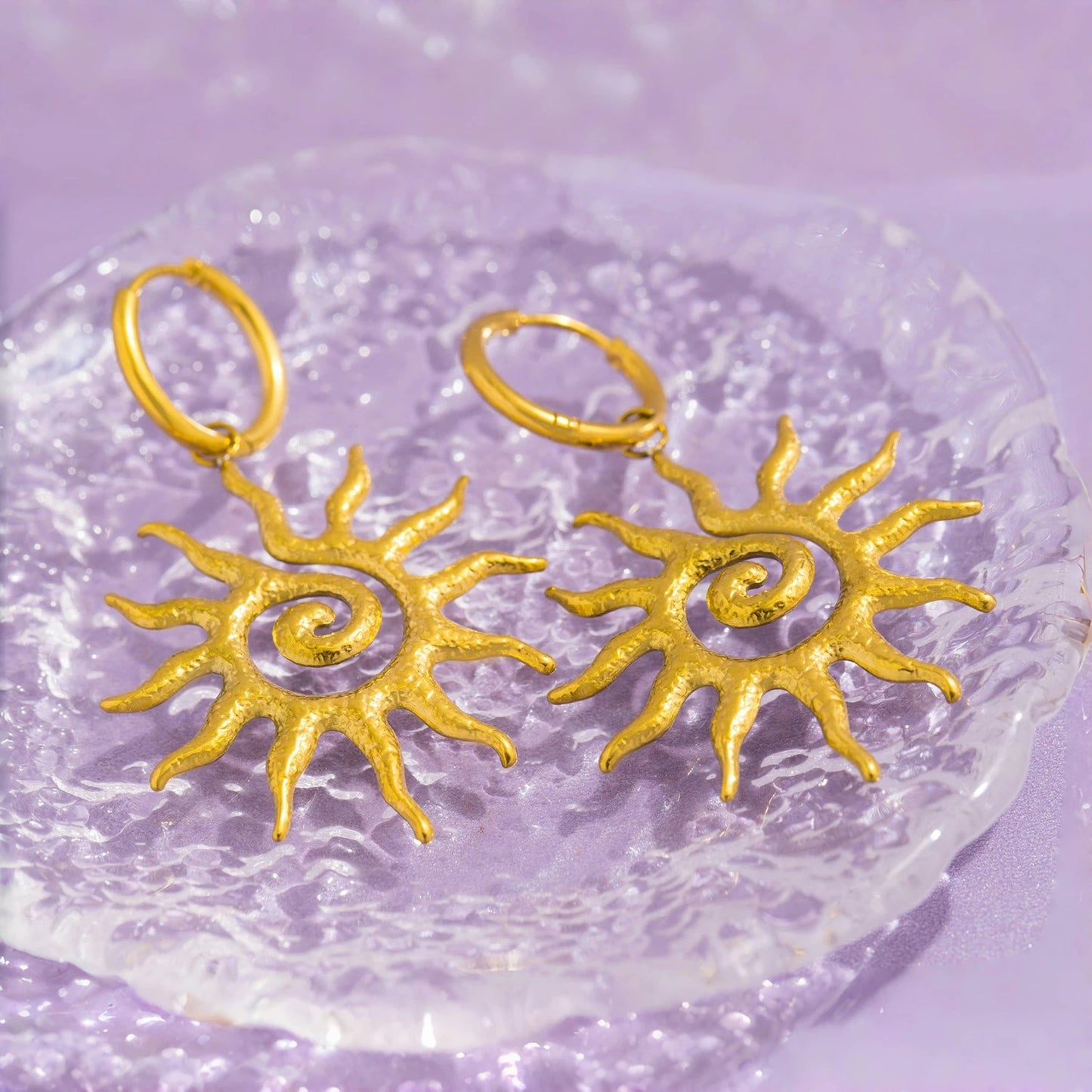 Boucle D'oreille Soleil Spiral Acier Inoxydable