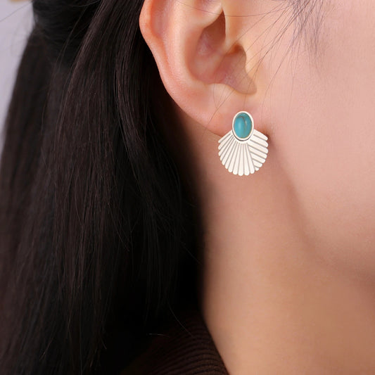 Boucle D'Oreille Turquoise Acier Inoxydable
