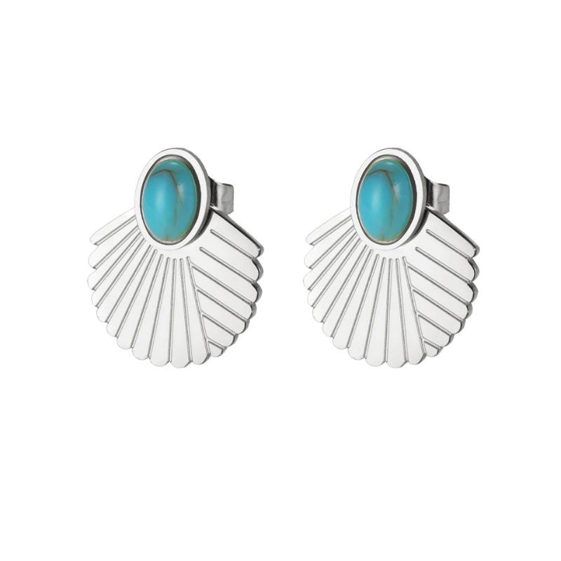 Boucle D'Oreille Turquoise Acier Inoxydable