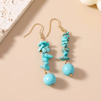 Boucle D'Oreille Turquoise Éclats Et Perle Ronde