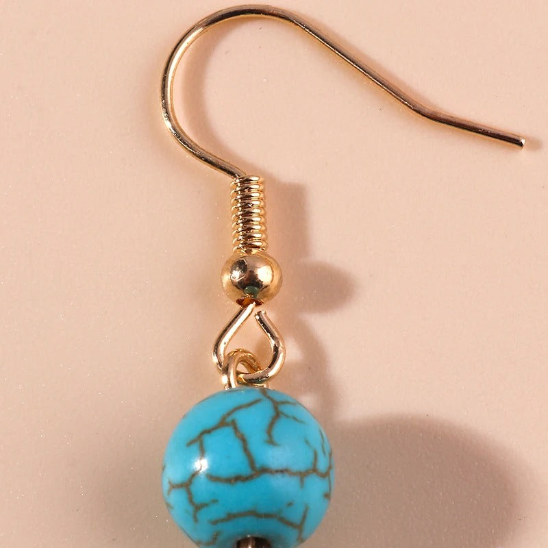 Boucle D'Oreille Turquoise Perles Pendantes