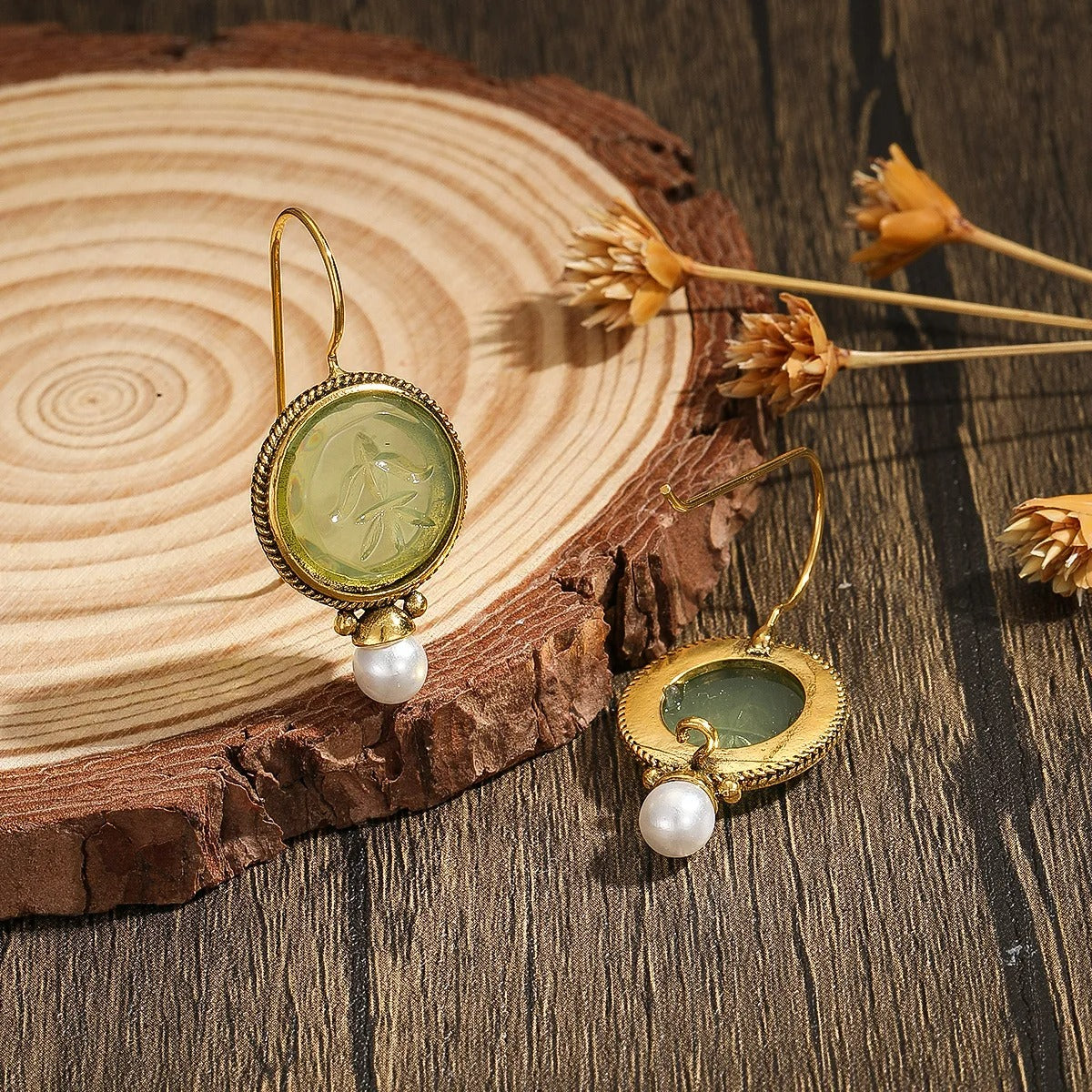 Boucle D'oreille Verte Vintage