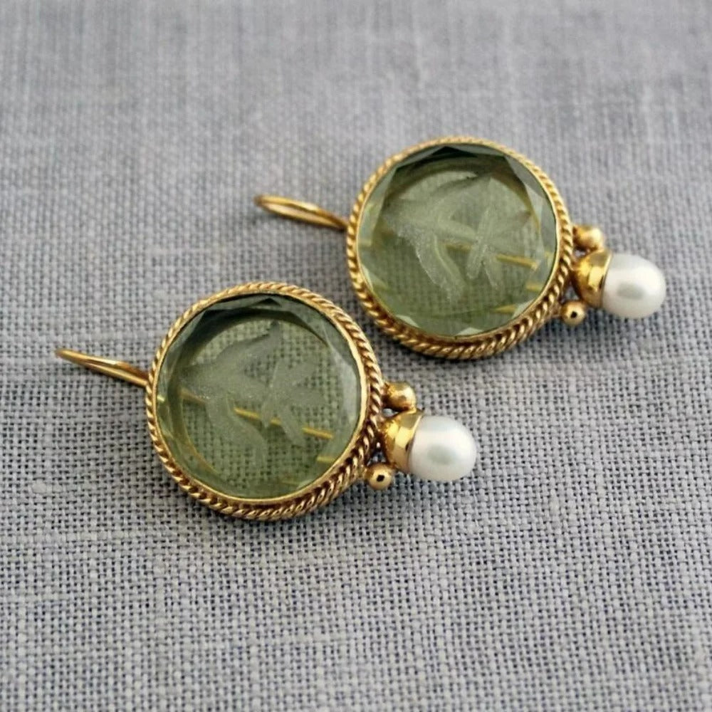 Boucle D'oreille Verte Vintage