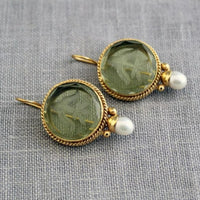 Boucle D'oreille Verte Vintage