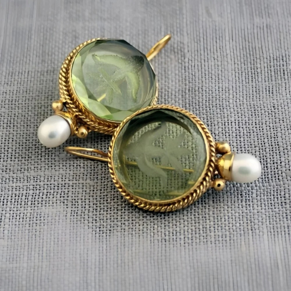 Boucle D'oreille Verte Vintage Image