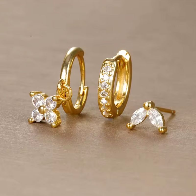 Boucle d'Oreille 3 Trous Acier Inoxydable