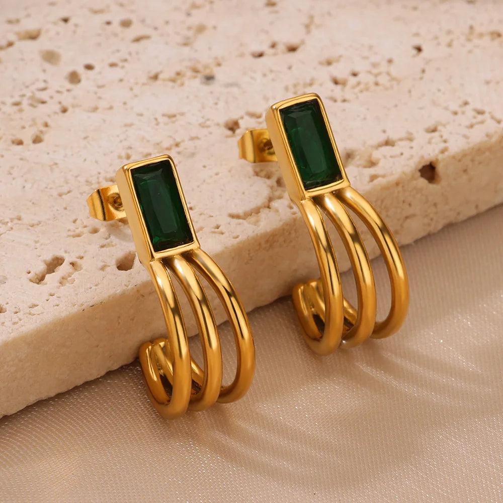 Boucle D'oreille Acier Inoxydable Dorée Élégante