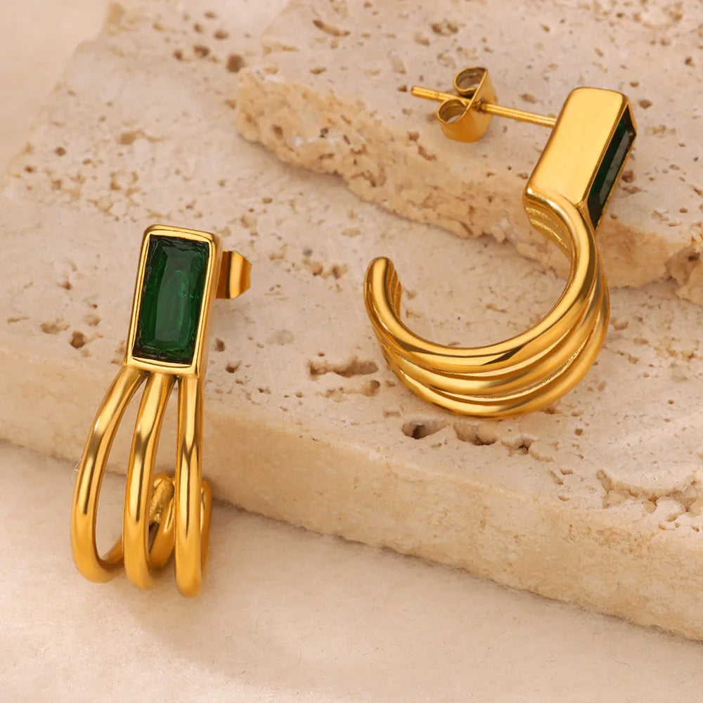 Boucle D'oreille Acier Inoxydable Dorée Élégante