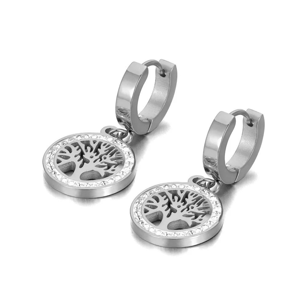 Boucle d'Oreille Arbre de Vie Créole sur fond blanc