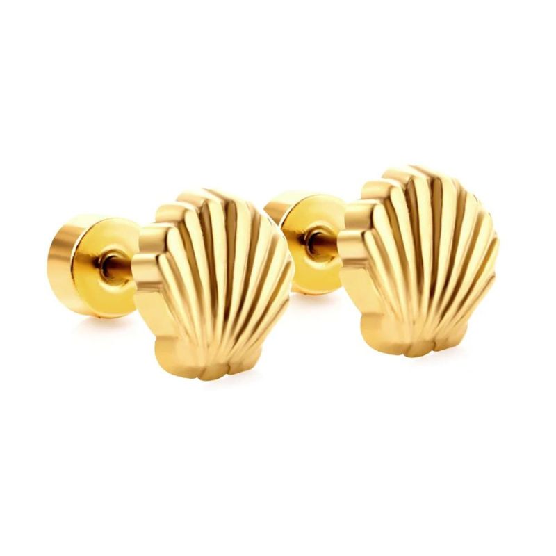 Boucle D'oreille Bebe Fille Coquillage Doré Image